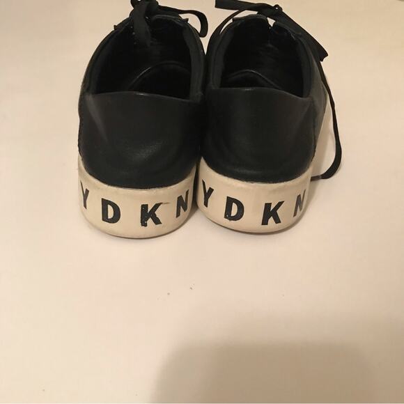 DKNY Banson Black Leather Platform White Logo Letters - Picture 5 of 9